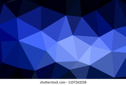 Dark BLUE vector low poly cover. Shining polygonal illustration, which consist of triangles. A new texture for your web site.