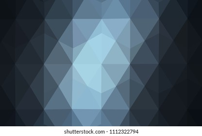 Dark BLUE vector low poly cover. Triangular geometric sample with gradient.  Brand new style for your business design.