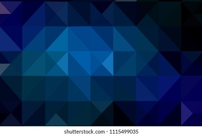 Dark BLUE vector low poly cover. A sample with polygonal shapes. Pattern for a brand book's backdrop.