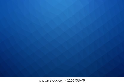 Dark BLUE vector low poly cover. Brand new colored illustration in blurry style with gradient. Triangular pattern for your business design.