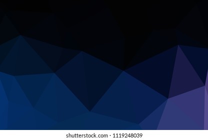 Dark BLUE vector low poly cover. Colorful illustration in polygonal style with gradient. Triangular pattern for your design.