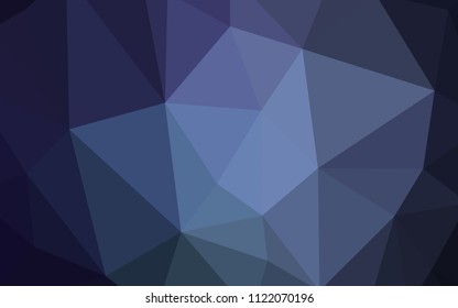 Dark BLUE vector low poly cover. Geometric illustration in Origami style with gradient.  Completely new template for your banner.