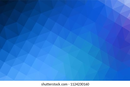 Dark BLUE vector low poly cover. Creative illustration in halftone style with triangles. New template for your brand book.