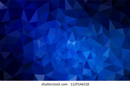 Dark BLUE vector low poly cover. Shining polygonal illustration, which consist of triangles. Pattern for a brand book's backdrop.