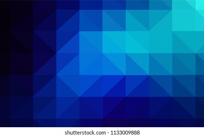 Dark BLUE vector low poly texture. Triangular geometric sample with gradient.  Pattern for a brand book's backdrop.