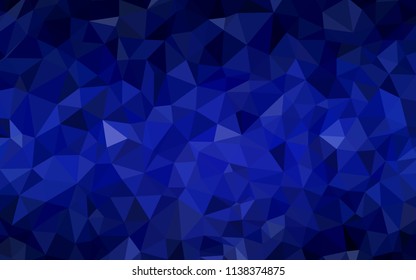 Dark BLUE vector low poly texture. Creative illustration in halftone style with triangles. Best triangular design for your business.