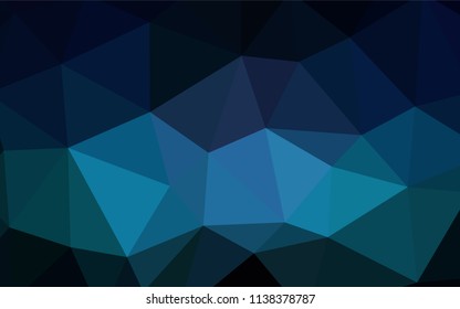 Dark BLUE vector low poly cover. Creative illustration in halftone style with triangles. Completely new template for your banner.