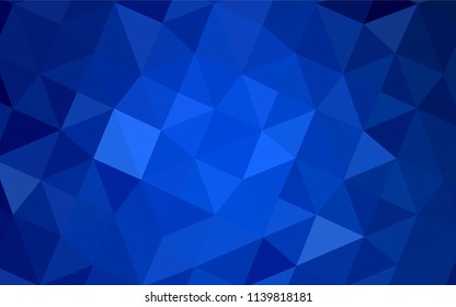 Dark BLUE vector low poly cover. Shining polygonal illustration, which consist of triangles. Triangular pattern for your business design.