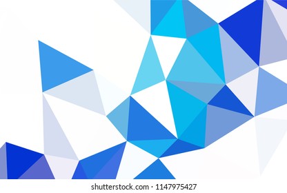 Dark BLUE vector low poly cover. Triangular geometric sample with gradient.  A new texture for your web site.