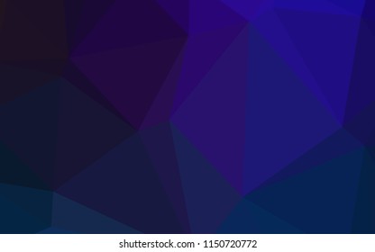 Dark BLUE vector low poly cover. Triangular geometric sample with gradient.  A completely new design for your business.