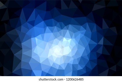 Dark BLUE vector low poly cover. Elegant bright polygonal illustration with gradient. Best triangular design for your business.