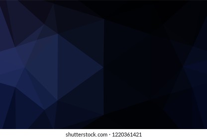 Dark BLUE vector low poly texture. Triangular geometric sample with gradient.  The template can be used as a background for cell phones.