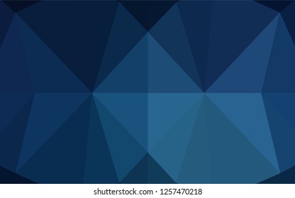 Dark BLUE vector low poly cover. Shining illustration, which consist of triangles. The best triangular design for your business.