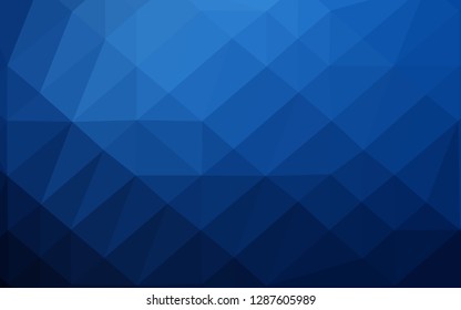 Dark BLUE vector low poly cover. Colorful illustration in Origami style with gradient.  Template for your brand book.