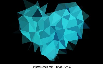 Dark BLUE vector low poly texture. Triangular geometric sample with gradient.  Template for your brand book.