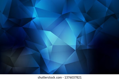 Dark BLUE vector low poly background. Shining polygonal illustration, which consist of triangles. Polygonal design for your web site.