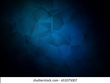 Dark BLUE vector low poly template. Shining illustration, which consist of triangles. The best triangular design for your business.