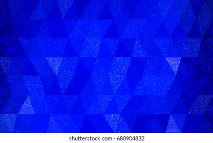 DARK BLUE vector low poly crystal background with snowflakes. Polygon christmas design pattern . Low poly illustration of New Year celebration.