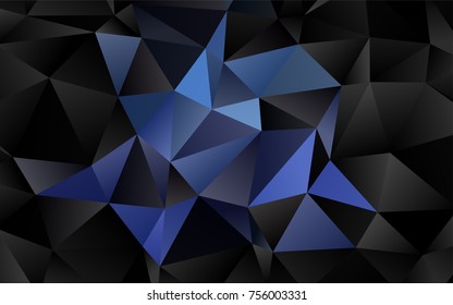 Dark BLUE vector low poly pattern. Creative geometric illustration in Origami style with gradient. Triangular pattern for your business design.