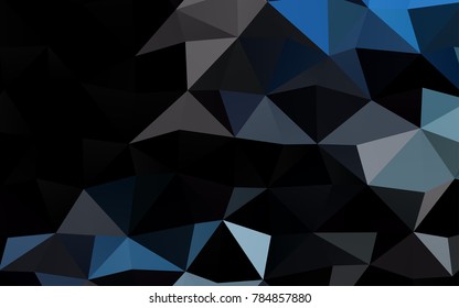 Dark BLUE vector low poly template. A sample with polygonal shapes. The textured pattern can be used for background.