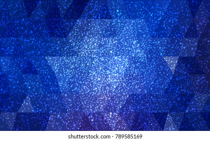DARK BLUE vector low poly crystal background with snowflakes. Polygon christmas design pattern . Low poly illustration of New Year celebration.
