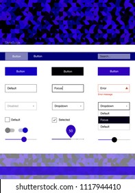 Dark BLUE vector Material Design Kit with dots. Decorative ui kit design in abstract style with colorful dots. This sample is for your landing page.