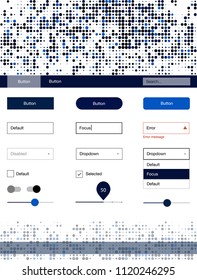 Dark BLUE vector Material Design Kit with dots. Decorative ui kit design in abstract style with colorful dots. This sample is for your website.