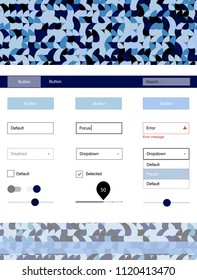 Dark BLUE vector Material Design Kit with dots. Simple Material Design Kit with colorful dots in header. Simple colorful design for websites.