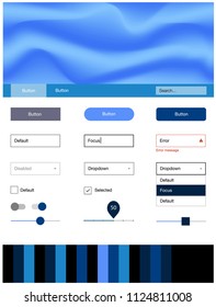 Dark BLUE vector Material Design Kit with liquid shapes. Colorful abstract illustration with gradient lines. Modern template for your landing page.