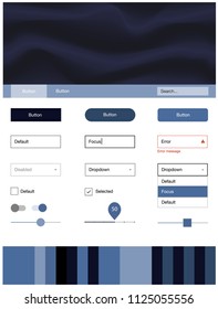 Dark BLUE vector Material Design Kit with liquid shapes. Glitter abstract illustration with blurred bubble shapes.. Simple colorful design for websites.