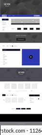 Dark BLUE vector Material Design Kit with liquid shapes. Colorful illustration in abstract memphis style with gradient. Simple colorful design for websites.