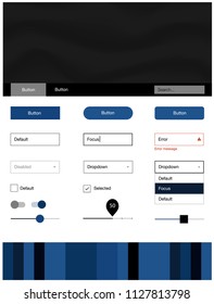 Dark BLUE vector Material Design Kit with liquid shapes. Glitter abstract illustration with blurred bubble shapes.. Simple colorful design for websites.