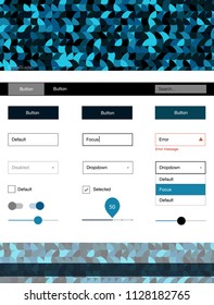 Dark BLUE vector Material Design Kit with dots. Decorative ui kit design in abstract style with colorful dots. This sample is for your website.