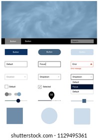 Dark BLUE vector Material Design Kit with stars. Colorful Style guide with stars on abstract background. Simple colorful design for websites.