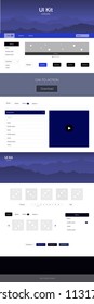 Dark BLUE vector Material Design Kit with hills. Colorful Style guide with mountains on abstract background. Simple colorful design for tourist websites.