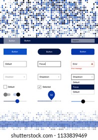 Dark BLUE vector Material Design Kit with dots. Decorative ui kit design in abstract style with colorful dots. This sample is for your website.
