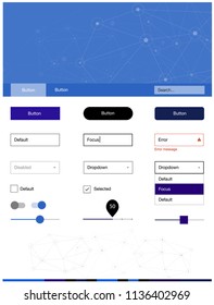 Dark BLUE vector Material Design Kit with lines, circles. Simple Material Design Kit with colorful triangles, circles. Modern template for your landing page.