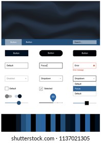 Dark BLUE vector Material Design Kit with liquid shapes. Glitter abstract illustration with blurred bubble shapes.. This template you can use for landing pages.