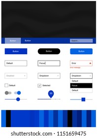 Dark BLUE vector Material Design Kit with liquid shapes. Colorful illustration in abstract memphis style with gradient. Beautiful layout for websites, landing pages.