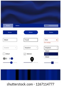 Dark BLUE vector Material Design Kit with liquid shapes. Colorful abstract illustration with gradient lines. This sample is for your website.