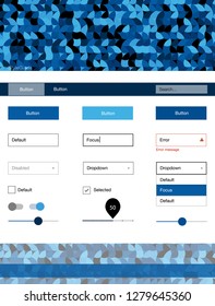 Dark BLUE vector Material Design Kit with dots. Decorative ui kit design in abstract style with colorful dots. This sample is for your website.
