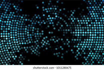 Dark BLUE vector modern geometrical circle abstract background. Dotted texture template. Geometric pattern in halftone style with gradient. 