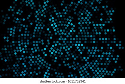 Dark BLUE vector modern geometrical circle abstract background. Dotted texture template. Geometric pattern in halftone style with gradient. 