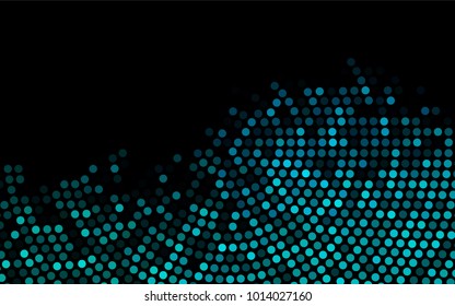 Dark BLUE vector modern geometrical circle abstract background. Dotted texture template. Geometric pattern in halftone style with gradient. 