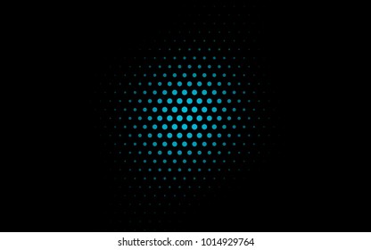 Dark BLUE vector modern geometrical circle abstract background. Dotted texture template. Geometric pattern in halftone style with gradient. 