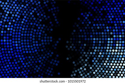 Dark BLUE vector modern geometrical circle abstract background. Dotted texture template. Geometric pattern in halftone style with gradient. 