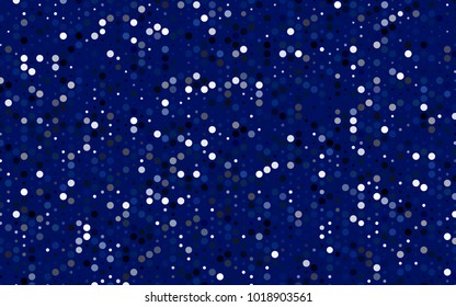 Dark BLUE vector modern geometrical circle abstract background. Dotted texture template. Geometric pattern in halftone style with gradient. 