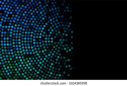Dark BLUE vector modern geometrical circle abstract background. Dotted texture template. Geometric pattern in halftone style with gradient. 