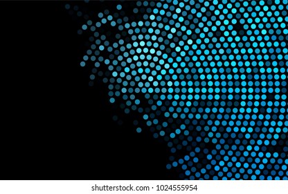 Dark BLUE vector modern geometrical circle abstract background. Dotted texture template. Geometric pattern in halftone style with gradient. 