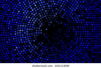 Dark BLUE vector modern geometrical circle abstract background. Dotted texture template. Geometric pattern in halftone style with gradient. 